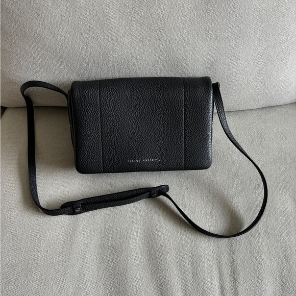 Black Leather Status Anxiety Succumb Crossbody Bag Purse - Picture 1 of 8